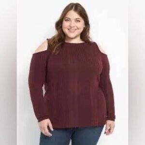Lane Bryant | Cold-shoulder Boatneck Hacci Top Wine-tasting 34/36